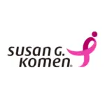 The Susan G. Komen logo features the name in black text next to a pink stylized ribbon that forms the shape of a person running, reminiscent of an influencer gracing the runway with purpose and grace.